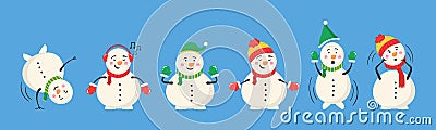 Christmas winter snowman. Vector Illustration